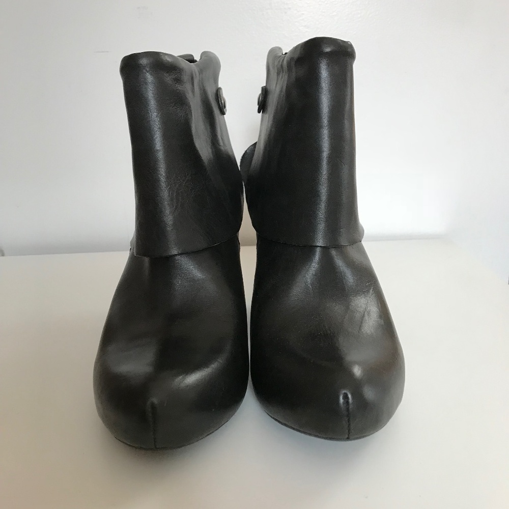 Kork-Ease Black Block heel leather booties